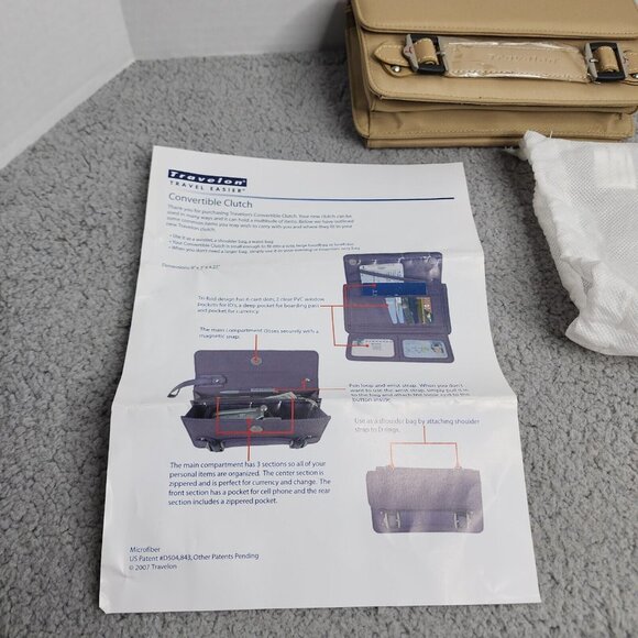 Travelon Tailored Convertible Crossbody Clutch Biege - Picture 2 of 14